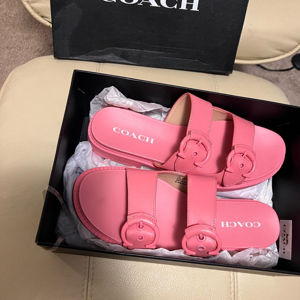 Coach Pink Double Strap Sandals